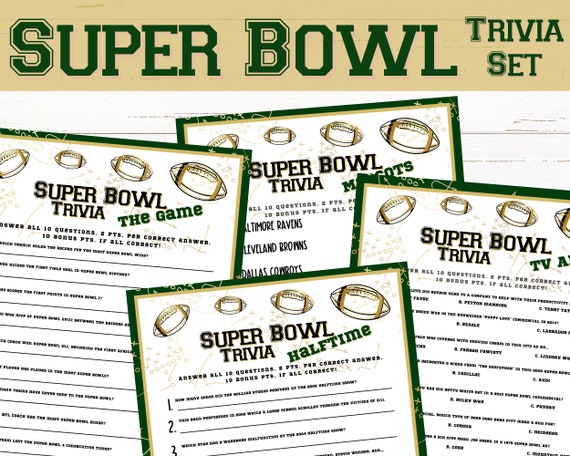 Super Bowl Trivia Printable Super Bowl Trivia Games Trivia | Etsy