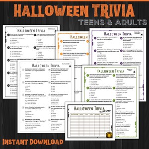 Halloween Trivia | Teen Halloween Games | Adult Halloween Games | Halloween Movie Trivia | Halloween Teen Games | 5 Printable Trivia Games