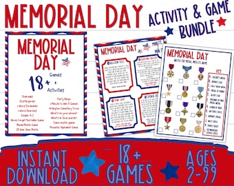 Memorial Day Games | Printable Memorial Day Games | Party Games | Patriotic Games | Trivia | Word Games | USA | Memorial Day Activities