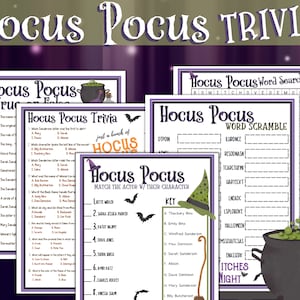 Hokus Pokus Trivia, Hokus Pokus-spel, Hokus Pokus, Halloween-festspel, Halloween-aktivitet, Halloween-spelpaket, Halloween Trivia