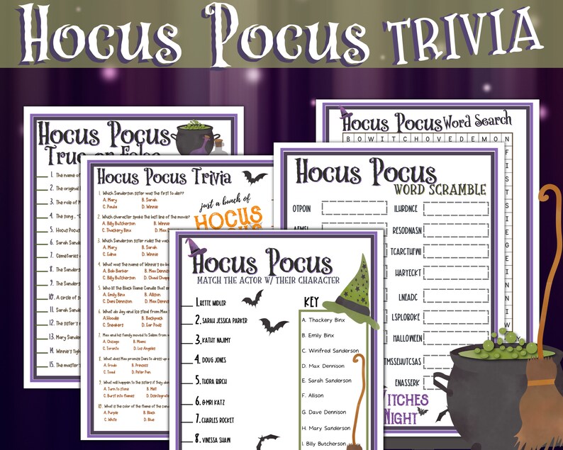 Hocus Pocus Trivia, Hocus Pocus Games, Hocus Pocus, Halloween Party
