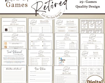 Retirement Games, Printable Retirement Game Set, Retiree Games, 25 Retirement Games, Retirement Party Games and Activities, Instant Download