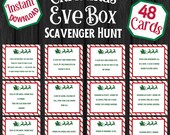 Christmas Eve Box Scavenger Hunt Set with 48 Cards for all ages, Printable Family Christmas Bundle Activity and Game