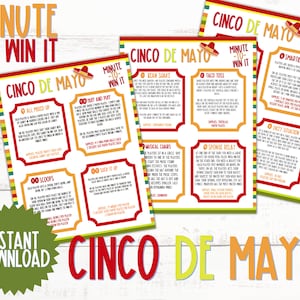 Cinco De Mayo Games | Cinco De Mayo Party Minute to Win It | Minute to Win it | Printable Cinco De Mayo Games | Adult Games | Kids Games