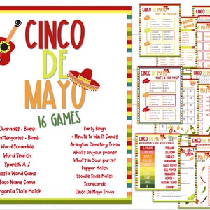 Cinco De Mayo | Cinco De Mayo Party Games | Mexican Party Game | Printable Cinco De Mayo Games | Adult Games | Kid Games | Fiesta Activities