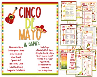 Cinco De Mayo | Cinco De Mayo Party Games | Mexican Party Game | Printable Cinco De Mayo Games | Adult Games | Kid Games | Fiesta Activities