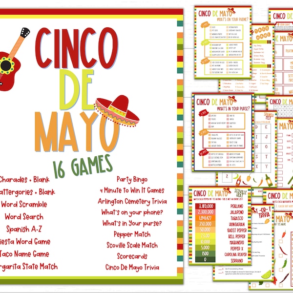 Cinco de Mayo | Jeux de société à Cinco De Mayo | Jeu Party Mexicain | Jeux imprimables de Cinco De Mayo | Jeux pour adultes | Jeux pour enfants | Activités de fête