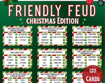 Weihnachten Familie Feud MEGA Bundle, Freundschaftsspiel, Weihnachtsspiele für Gruppen, Weihnachtsfeier Spiele, Weihnachtstrivia, 120 Karten