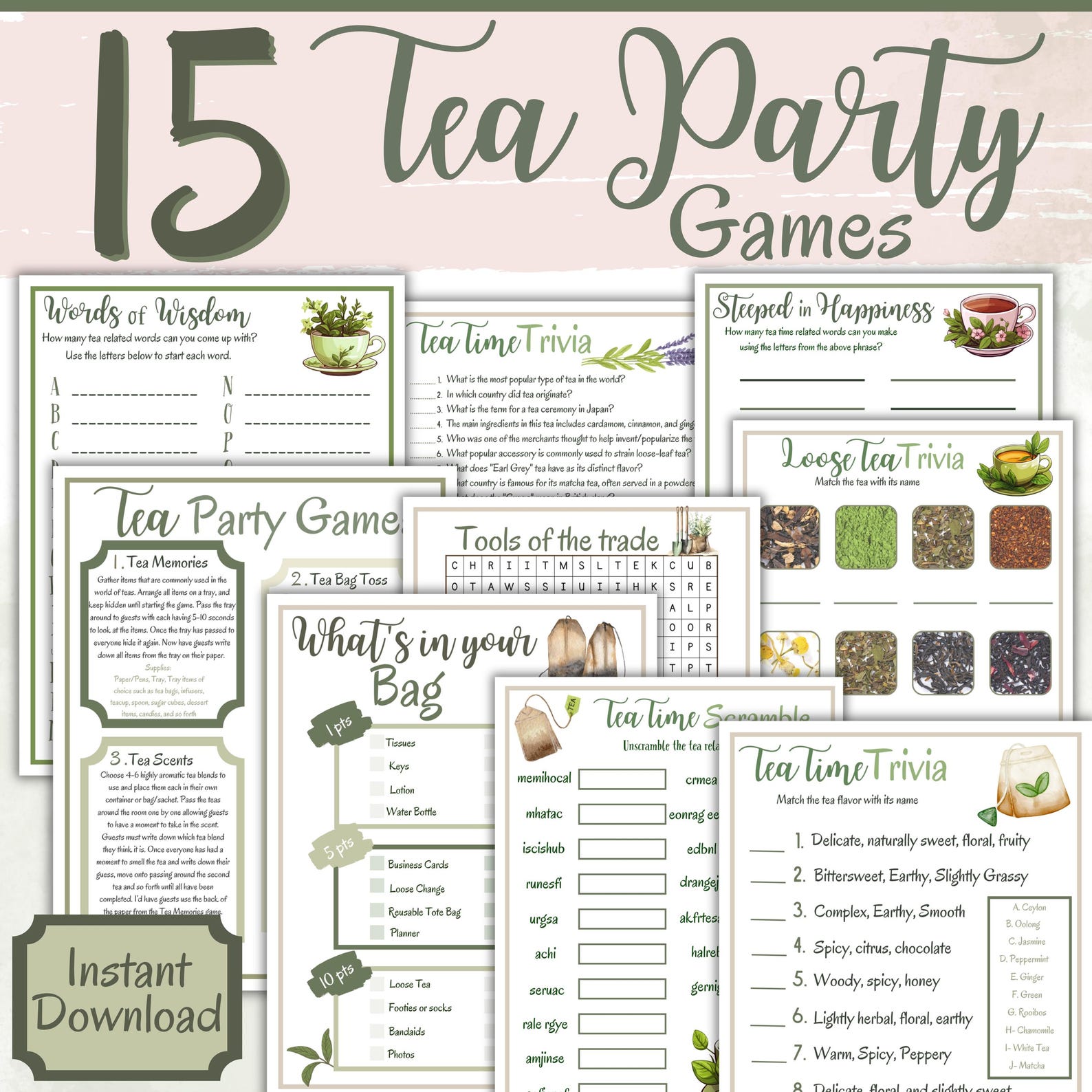 Tea Party Games | 15 Printable Tea Party Games | Tea Party Game Ideas ...