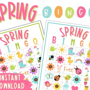 Bingo di primavera / Bingo stampabile per bambini / Attività primaverili per bambini / Bingo di primavera per bambini / Giochi di primavera per bambini / Gioco di bingo per feste / Bingo in classe