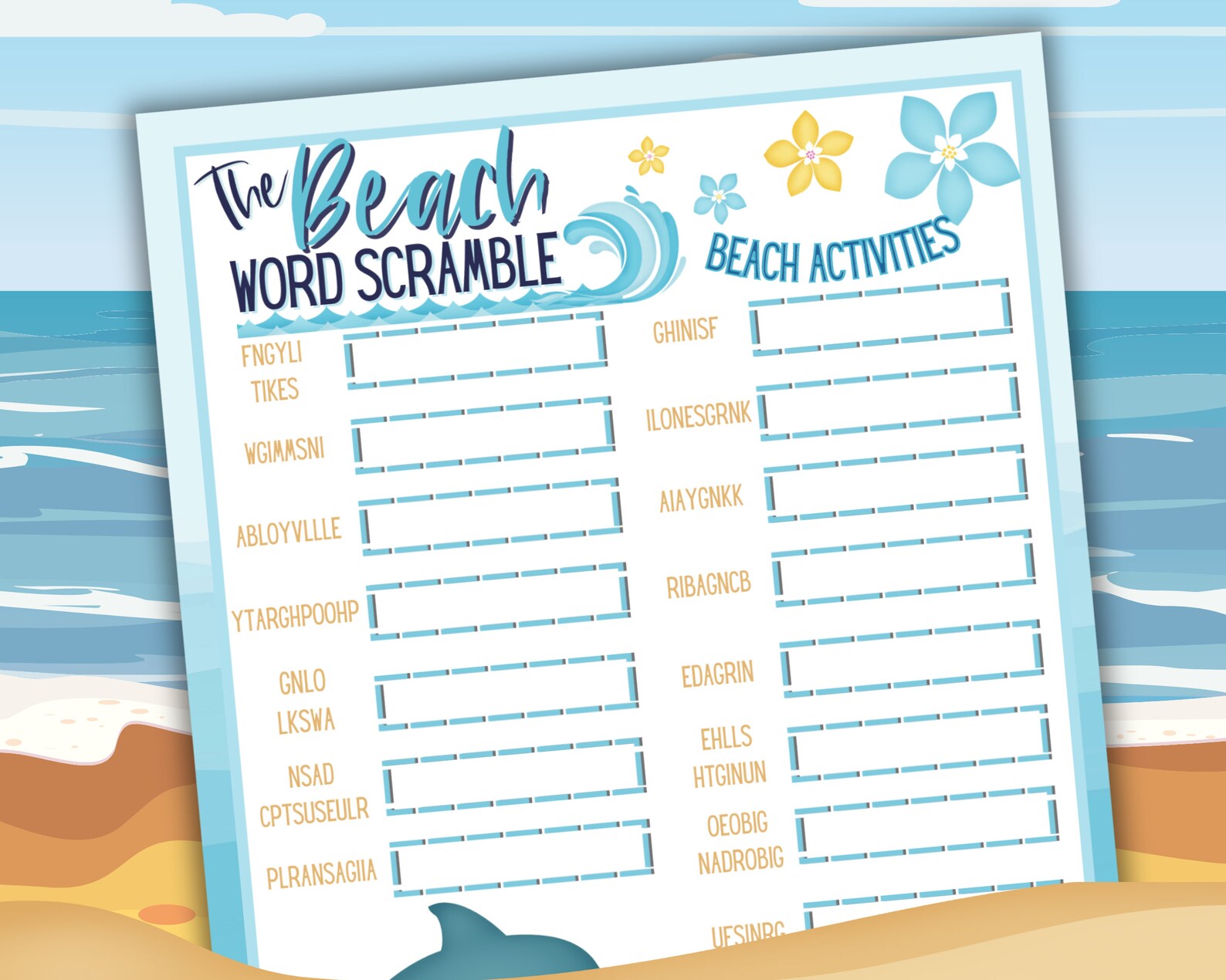 Beach Word Scramble Set | Printable Summer Word Scramble | Kid | Teen | Summer Activity ...