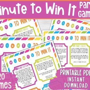 Minute to Win it, Party Game, Printable Party game, Sleepover Game, Classroom Game, Minute to Win it Printable, Game Night, Birthday, Teens
