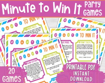 Minute to Win it, Party Game, Printable Party game, Sleepover Game, Classroom Game, Minute to Win it Printable, Game Night, Birthday, Teens