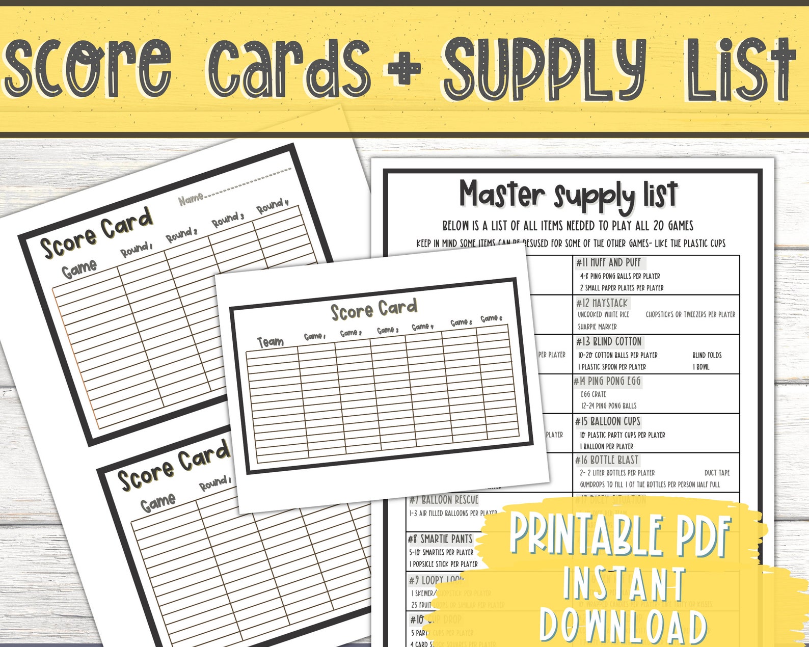 Minute to Win It Game, Party Game, Printable Party Game, Sleepover Game ...