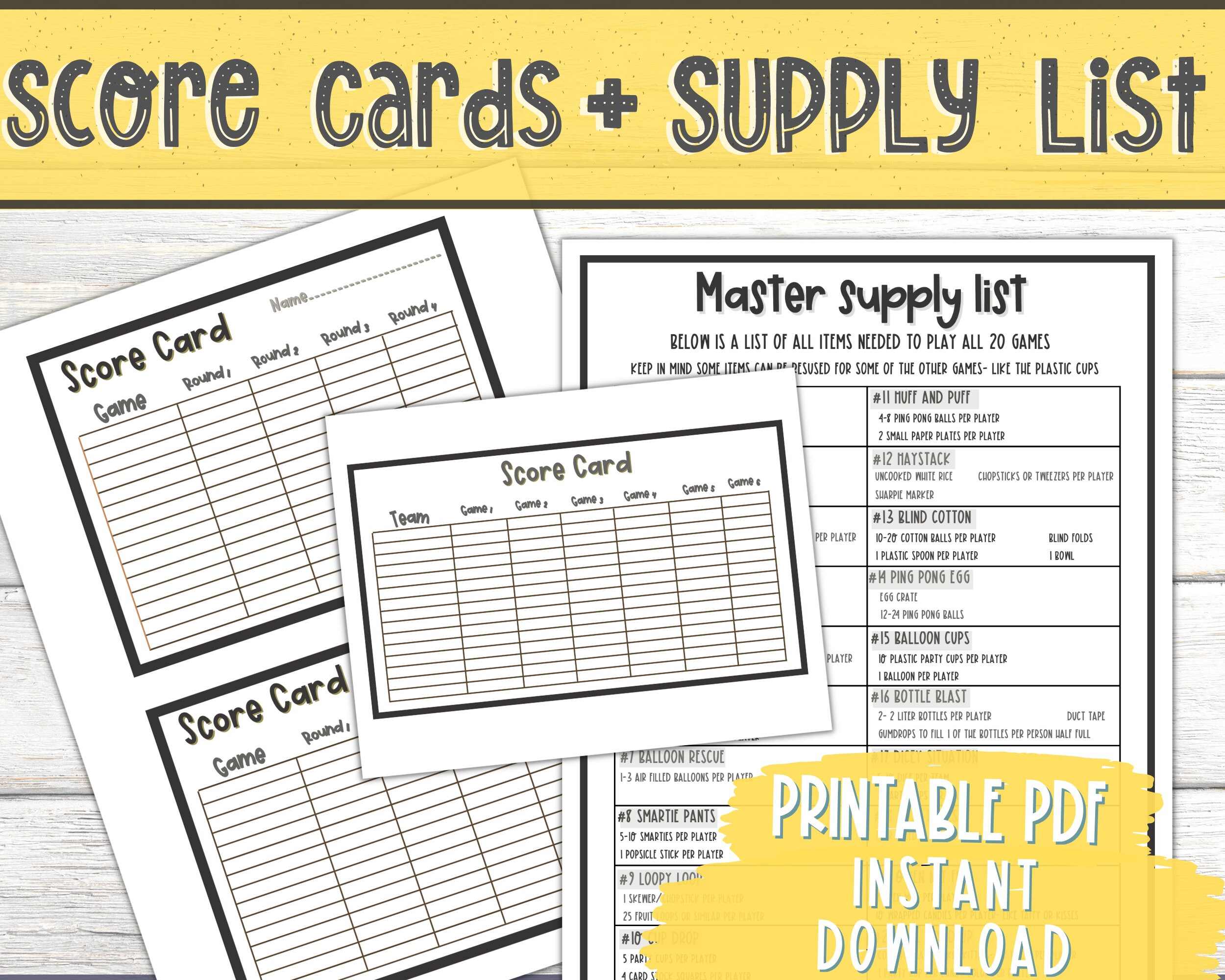 Minute to Win It Game, Party Game, Printable Party Game, Sleepover Game ...