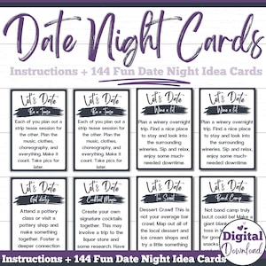 Tarjetas para una cita romántica / Ideas para una cita romántica / Caja para una cita romántica / Tarjeta para una cita romántica / 144 tarjetas imprimibles para una cita romántica / Tarjetas de conversación / Parejas