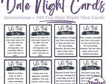 Date Night Cards | Date Night Ideas | Date Night Box | Date Night Card | 144 Printable Date Night Cards | Conversation Cards | Couples