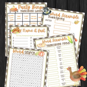 Printable Thanksgiving Games | Family Thanksgiving Game Bundle | Adults