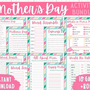 Mother&#39;s Day Brunch, Mother&#39;s Day Games, Fun Mother&#39;s Day Activities, Mother&#39;s Day Printable Trivia, Mother&#39;s Day Digital Download