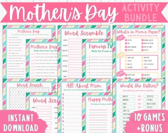 Mother's Day Games | Printable Mother's Day Game Bundle | Party Games | Moms Day Games | Printable Activities| Mother's Day Family Games