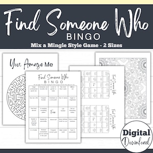 Find Someone Who Game | Get to Know You Bingo | Employee Bingo | Icebreaker Game | Find Someone Who | Human Bingo | Find the Guest Game