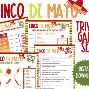 Cinco De Mayo Game | Cinco De Mayo Party Trivia | Party Trivia Game | Printable Cinco De Mayo Games | Adult Games | Kids Game | Fiesta party