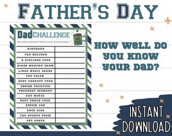 Father's Day Games | Printable Game for Fathers Day | Games for Dad | Family Games | Kids Games | Father's Day Activities | Party Games