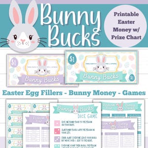 Easter Egg Fillers, Easter Play Money, Easter Basket Stuffers, Easter Hunt Prizes, Editable Prize Chart, Printable Easter Bucks, Egg Hunt