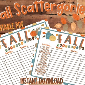 Fall Games, Autumn Games, Fun Party Games, Fall Printables, Autumn Party Games, Fall Family Activities, Kids Fall Activities, Scattergories