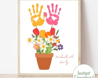 Mothers Day Handprint | Handprint Art | Handprint Craft | Mothers Day Handprint Flower | Handprint Art for Mom | Toddler | Baby | Kid | Gift