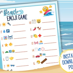 Beach Emoji Game Set | Printable Summer Emoji Game | Kids | Teens | Summer Activities | Vacation Games | Beach Rental | Summer Games