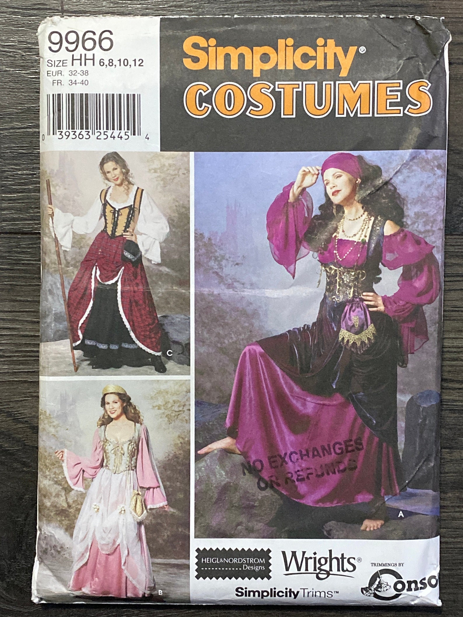Simplicity S9966 Gypsy Costume Sewing Pattern Etsy