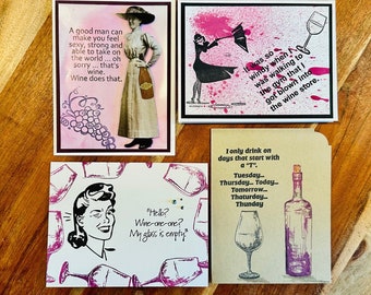 Wine Lovers 4 Card Set