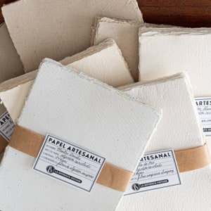 Handmade paper, A5, cotton, natural white, 25 sheets