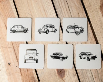 Pack 24 Letterpress Classic Cars Coasters