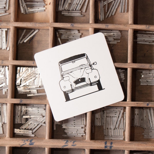 Pack 25 Letterpress Classic Cars Coasters Citroën 2CV