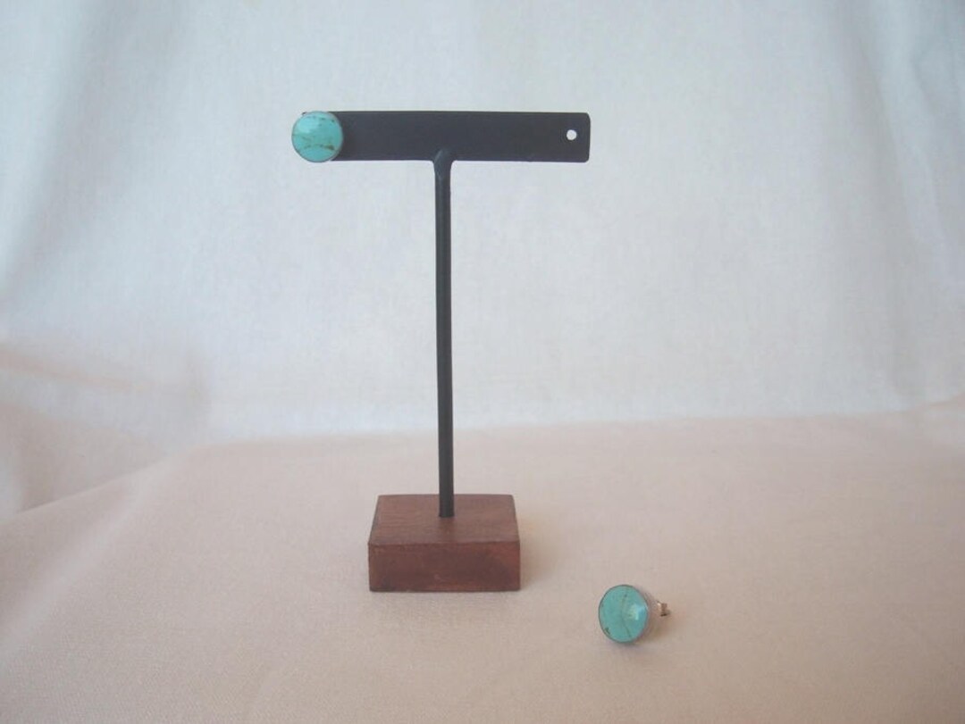 Display Stud 5 Pcs. STUD EARRING Display and Teak Wood Base # Iron Stud Displays ...