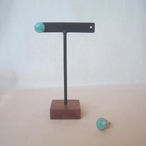 5 pcs. STUD EARRING Display and Teak Wood Base  # Iron stud displays # Studs Jewelry displays.