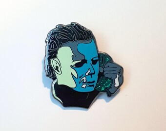 Michael Myers Pin with Phone Halloween Collectible Enamel Badge Pin - Cute Gift Idea for Michael Myers Horror Movie Fans