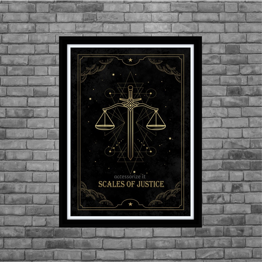 Scales of Justice Tarot Card Wall Art Print fortune Teller Etsy