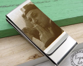 Custom Engraved Handwriting and Photo Money Clip - Groomsmen Gift - Stainless Steel