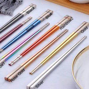 Personalized Stainless Steel Chopsticks - Laser Engraved with Your Message - Asian Food Must-Have
