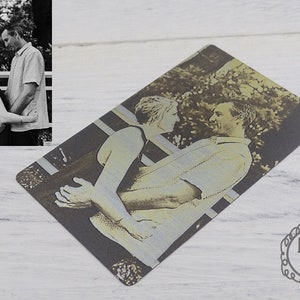 Insert de portefeuille photo personnalisé en acier gravé - Carte de portefeuille en métal personnalisée