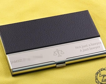 Company Personalized Business Card Holder in Text Handwritten Logo Laser Engraved Leatherette Discount for Bulk Order