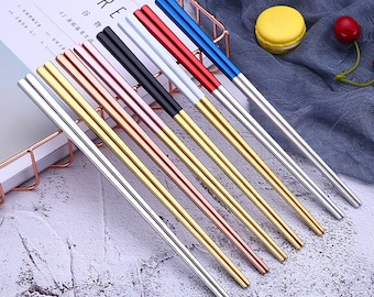 Personalized Stainless Steel Chopsticks - Custom Chopsticks Laser Engraved with your Message, Special Unique Keepsake, Best for Asian Food