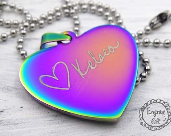 Personalized Handwriting Heart Necklace - Couples Valentine Gift Signature Jewelry - 23-33mm