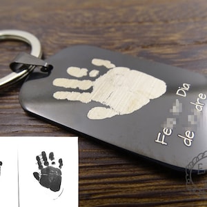 Custom Baby Handprint and Footprint Key Ring - Personalized Laser Engraved Keepsake for Parents, Thoughtful Gift for Mom and Dad