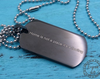 Personalize Text Engrave dog tag key chain - Custom message necklace - Father daughter keychain - Military dog tag necklace