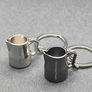 Miniature Coffee Pitcher Keychain – Custom Barista Accessory