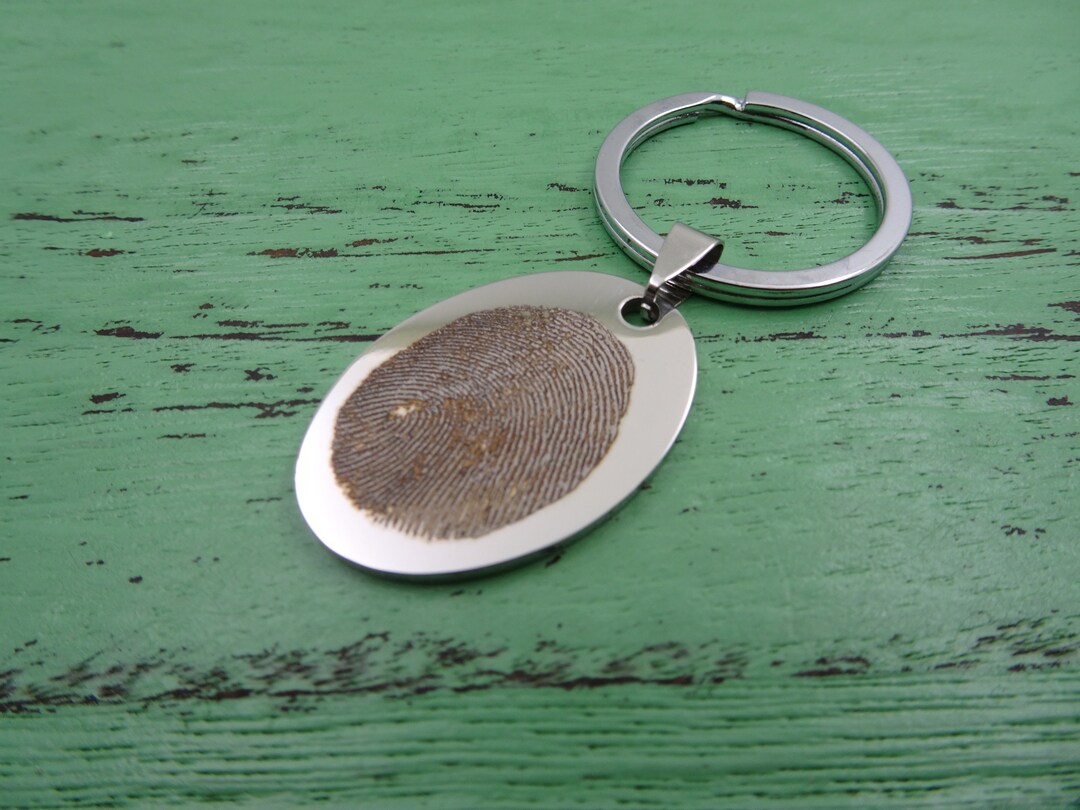 Fingerprint Key Chain Handwriting Key Ring Handwritten Etsy